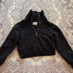 black abercrombie quarter zip jacket xxs